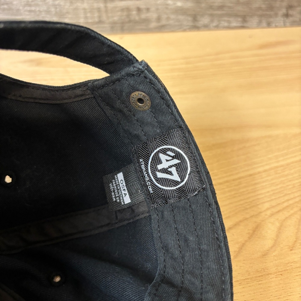 New York Yankees Hat Cap Strap Back Black Faded MLB Baseball '47 - Picture 8 of 9